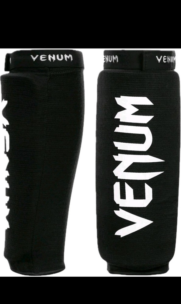 Venum Kontact Protective Slip-On MMA Shin Guards – Black – One Size – NEW