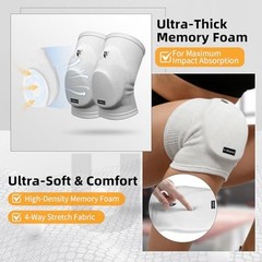 Knee Pads for Women Men Youth, Wrestling Knee Pads, Thick Padding L/XL White