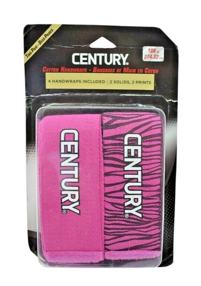 Century 108inch Cotton Hand Wraps with Fuschia Animal Print 4 Hand Wraps (New)