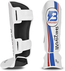 Shin Guards with Instep – Unisex Adult Blue & White – Kickboxing, Sparring shin