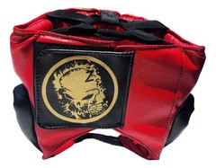 Red Leather Boxing Full Face Headgear Head Guard Sparring Made In MEXICO Adults