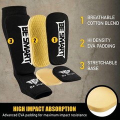 Shin Instep Pads MMA Leg Foot Guards Muay Thai Kick Boxing Guard Protector (B…