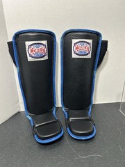 Combat Sports Hook And Loop MMA Shin Guards Large Blue Black