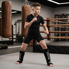 Shin Instep Pads MMA Leg Foot Guards Muay Thai Kick Boxing Guard Protector (B…