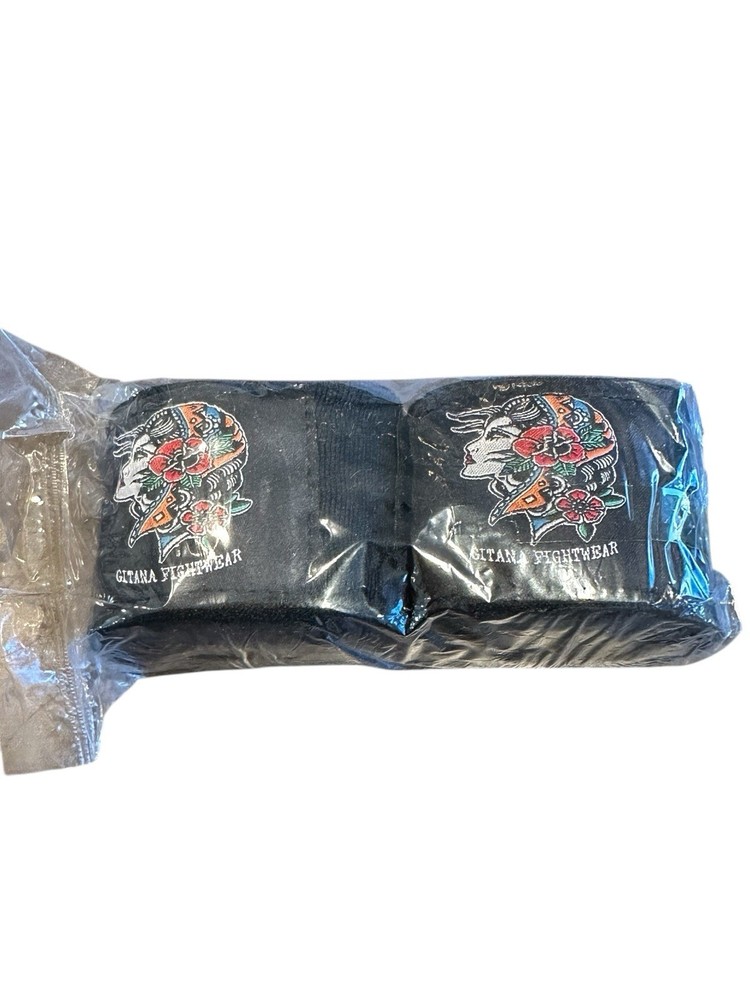 Gitana Fightwear Boxing Hand Wraps 180″ Elastic MMA Muay Thai New Pair Black