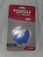 SISU Medium Aero Guard 1.6mm Adult 5 6Ft Mouthguard Blue Custom Fit works Braces