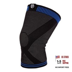 3D Flat Knee Support, Advanced Flat Knit Technology for Large Blue, Black