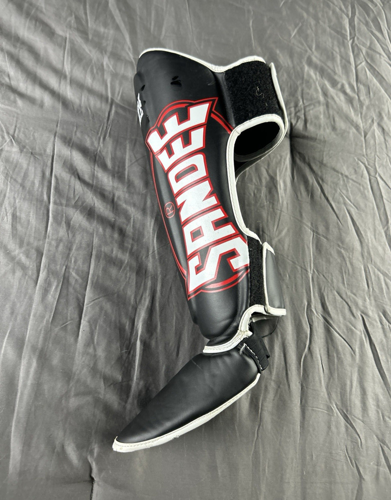 SANDEE Unbreakable Shin Guard w/ Foot Protector Size M Black/White/Red