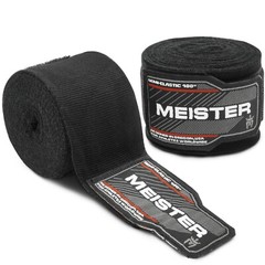 MEISTER BLACK 180″ MMA HAND WRAPS – Mexican Elastic Cotton Boxing Wrist New PAIR
