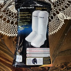 NEW Century Shin Instep Pads Adult Sz M Martial Arts Karate Sparring Cloth White