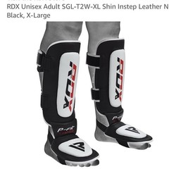 Set RDX SGL-T2W Shin Guards SGL-T2W-XL Black/White/Red XL Wraps Boxing Gloves