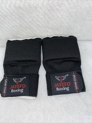 Jayefo Padded Inner Gloves Boxing – Elastic Speed Wraps Black two layers gel pad