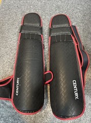 Century Martial Arts Shin Guards Brave MMA Size Lg/ XL Black Red Grab Tab