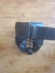 REVGEAR BOXING LEATHER TRAINING HEADGEAR w/CHEEK CHIN PROTECTION CAGE SMALL