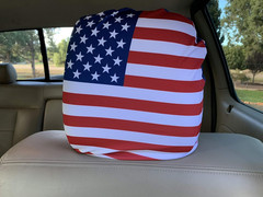 American Flag Headrest Covers Set of 2 – Universal Car Head Rest Protectors, Red