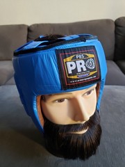 PRO Boxing Equipment Brand Size M Leather Headgear Boxing – RARE BLUE/BROWN INT
