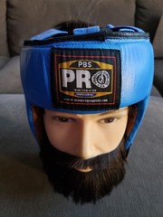PRO Boxing Equipment Brand Size M Leather Headgear Boxing – RARE BLUE/BROWN INT