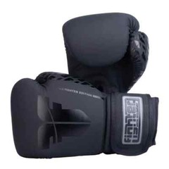 PRO Fighter EDITION Boxing Gloves Black LEATHER or PU 10 12 14 16 oz Hand Sewn