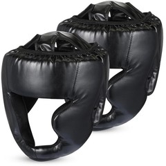Copkim 2 Pcs Boxing Headgear MMA Training Sparring Gear Muay One Size, Black