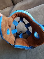 PRO Boxing Equipment Brand Size M Leather Headgear Boxing – RARE BLUE/BROWN INT