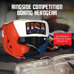Ringside Competition Boxing Headgear Red White Blue Adjustable Protective Gear