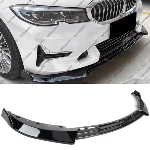 Front Lip Compatible with BMW G20 Base 3-Series 2019-2022, V Style Glossy Black