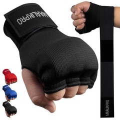 Gel Inner Gloves for Boxing, MMA & Muay Thai Padded Hand Wraps Black