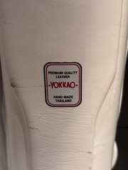 Yokkao Premium Leather Shin Guards Pair Hand Made Thailand White – Size S