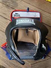 LONSDALE MENS CLUB SPARRING CHALLENGER OPEN FACE HEADGUARD BLACK SIZE XL