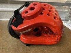 ATA Sparring Helmet, Adult Red, Face Shield, Macho Martial Arts