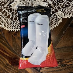 NEW Century Shin Instep Pads Adult Sz M Martial Arts Karate Sparring Cloth White