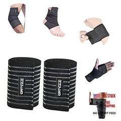 Adjustable Calf Compression Bandage Support Knee Wraps 2 Pieces 90 cm Black