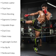 Amber Pro Style Competition Muay Thai Shin Guards with Instep Protection