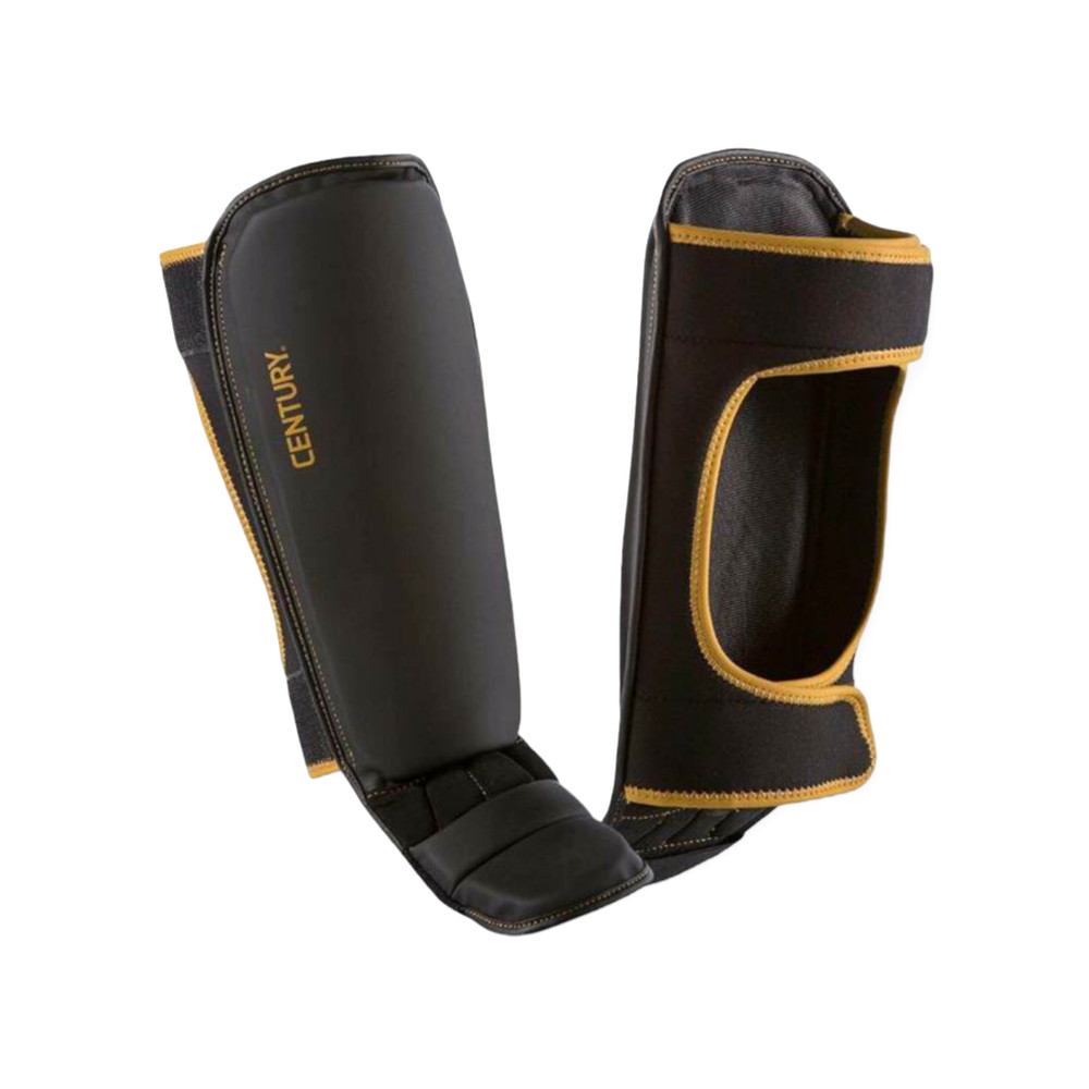 Century Brave Shin / Instep Guards for Martial Arts & MMA Black / Gold Size L/XL