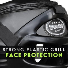 Farabi Sports Boxing Headgear Grill Head Guard MMA Training Large, Black