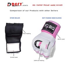 Gel Padded Inner Gloves with Hand Wraps MMA Muay Thai Boxing Bandage Fight Black