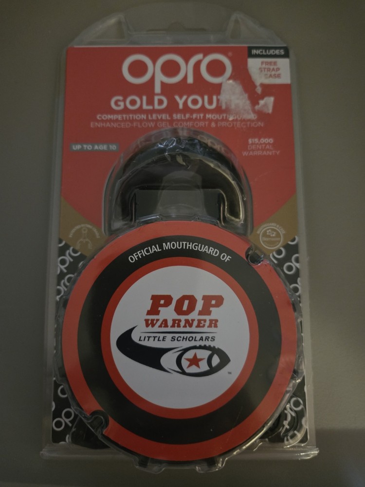 Opro Gold Youth Mouthguard Sports Dental Protection Pop Warner/Football/MMA- NEW