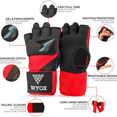 Boxing Hand Wraps Gel & Ankle Sleeves Bundle by WYOX for Training,KickBoxing GYM