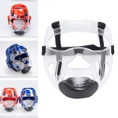 Clear Taekwondo Face Shield Mask – Detachable PC Headgear with Kids, clear