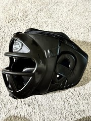Farabi Sports Training Headgear w/ Removable Face Bar Grill Black Size L