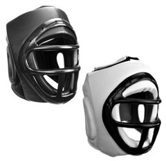 Sparring Training Head Gear with Face Cage for Boxing Kickboxing MMA Black/White