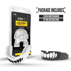 2 Pack Nxtrnd Rush Dual Layer Mouthguard, One Size, Black & White Fangs