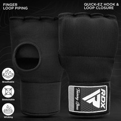 RDX Large Boxing Inner Gloves Gel MMA Hand Wraps Black Quick Fit