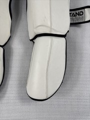 (A-1)Boon Martial Arts Shin Guards Large L Muay Thai Kickboxing White Black Pair