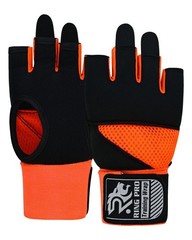 RING PRO Elite Gel Quick Wraps Black/Orange Boxing Inner Gloves Wrist Support
