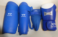 WESING boxing XL shin guards pads & cup & right hand glove/mitt MMA KARATE