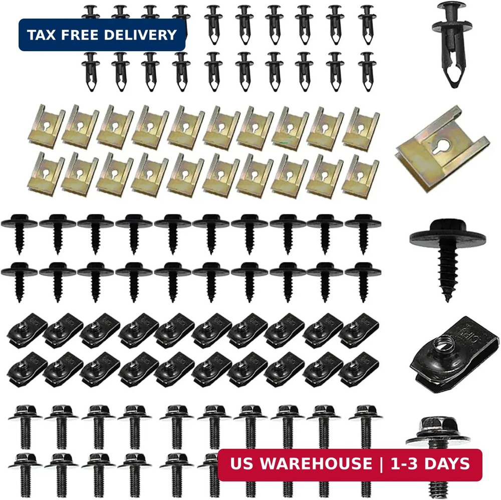 100PCS Car Screws and Bolts, Car Body Fender Screws, Plastic Engine Undertray Ri