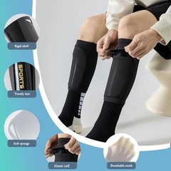 Soccer Socks with Shin Guard for Men, 1 Pairs Mens Grip Soccer Socks A Black