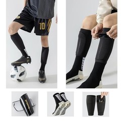 Soccer Socks with Shin Guard for Men, 1 Pairs Mens Grip Soccer Socks A Black