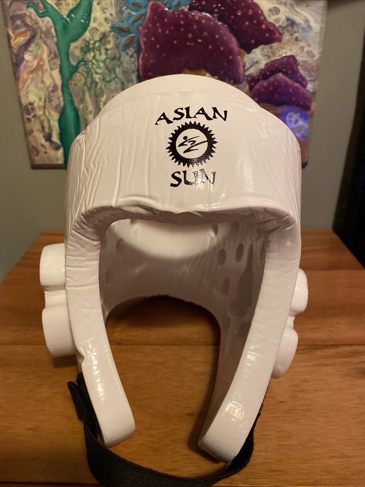 Vision Sparring protective Head Gear – Karate Martial Arts – White w/ chin strap